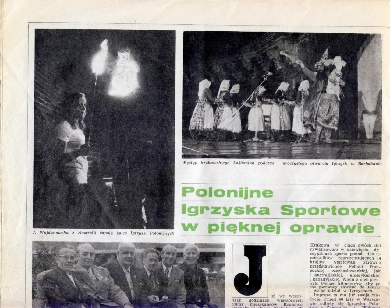 Les Olympiades de la Polonité sont organisées à Cracovie en 1974.
