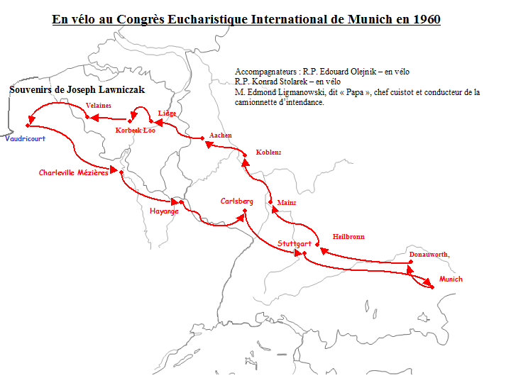 Itinéraire du voyage en vélo vers Munich (Josef Lawniczak)