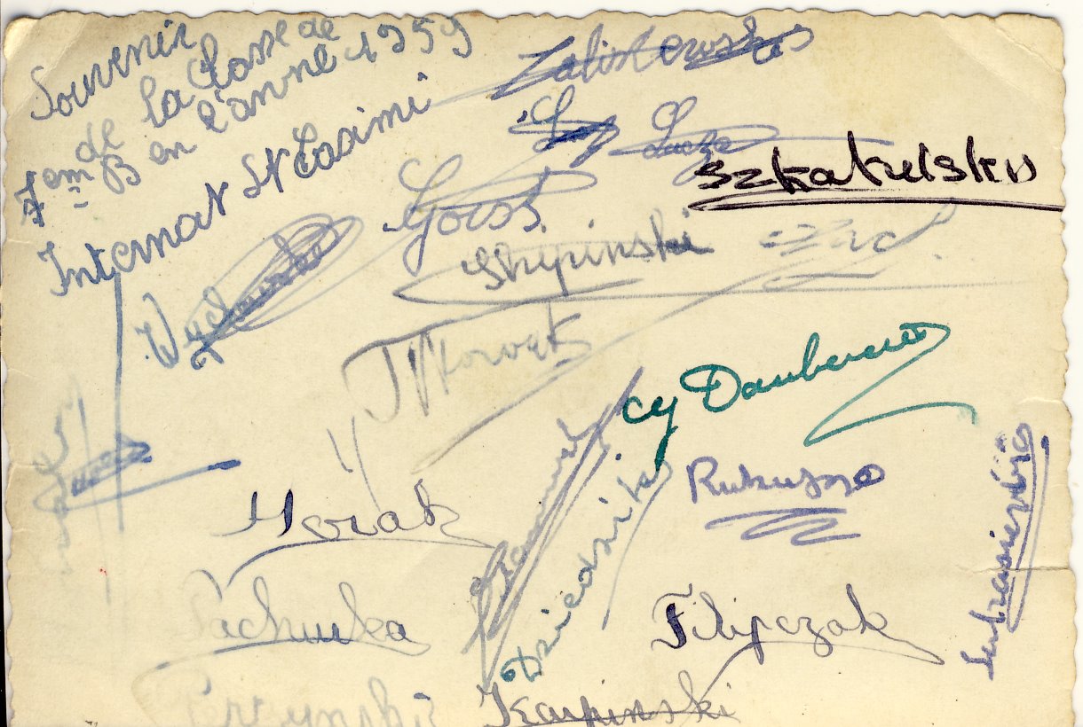 Classe de 7° B (1958-59) nos signatures